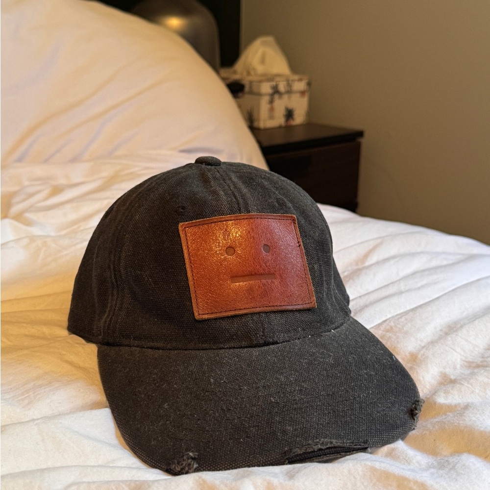 Acne Studios Distressed Leather Patched Dad Hat